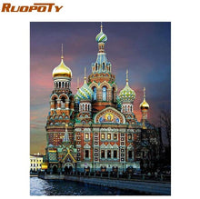 Load image into Gallery viewer, RUOPOTY 60x75cm Castle Frame Diy Painting By Numbers Landscape Acrylic Paint By Number Wall Art Picture Handpainted For Home Art
