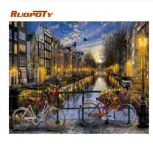 Load image into Gallery viewer, RUOPOTY Frame Amsterdam DIY Oil Painting By Number Landscape Calligraphy Painting Acrylic Paint On Canvas For Home Decor Artwork
