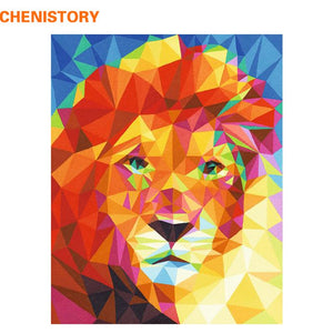 CHENISTORY Pre-Framed Lion DIY Painting By Numbers Animal Modern Wall Art Picture Acrylic Paint On Canvas For Home Decor Artwork