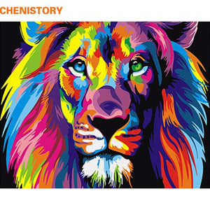 CHENISTORY Pre-Framed Lion DIY Painting By Numbers Animal Modern Wall Art Picture Acrylic Paint On Canvas For Home Decor Artwork