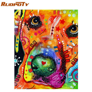 RUOPOTY Frame Abstract Deer DIY Painting By Numbers Animals Modern Home Wall Art Picture By Numbers Acrylic Paint On Canvas Home