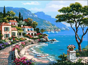 Oil paint painting by numbers diy picture drawing coloring on canvas painting by hand wall paint by number landscape