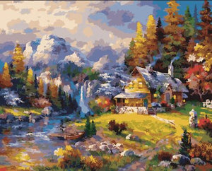 Oil paint painting by numbers diy picture drawing coloring on canvas painting by hand wall paint by number landscape